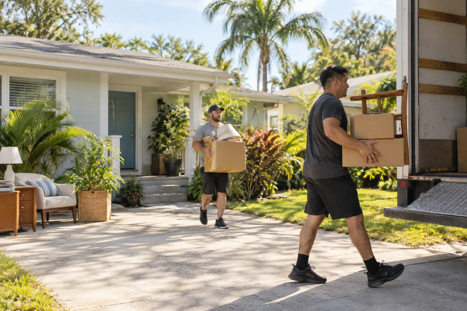Residential Junk Removal in progress at a Tampa-area home